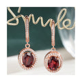 YBO Fine Jewelry 18K Rose Gold Plating Natural Red Garnet CZ 925 Sterling Silver Drop Huggie Earrings Trendy Wedding Party Gift