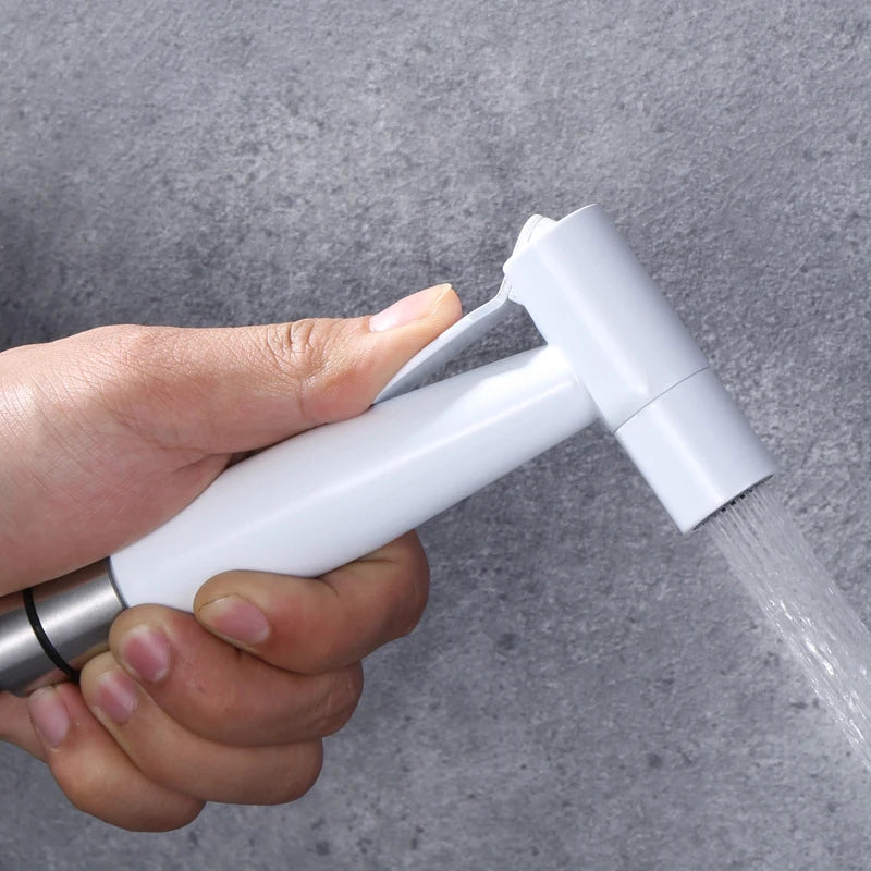 White Stainless Steel Toilet Handheld Bidet Sprayer Bathroom Shattaf Cloth Diaper Bidet Spray Gun