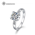Moissanite Women's Engagement Ring 1 Carat VVS Lab Grown Platinum Plated Prong Setting Real Silver Eternity Wedding Ring