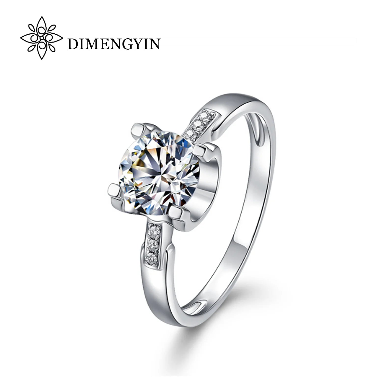 Moissanite Women's Engagement Ring 1 Carat VVS Lab Grown Platinum Plated Prong Setting Real Silver Eternity Wedding Ring