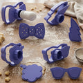 Hipster Cookie Cutter and Stamp SetABS Plastic Fondant Embosser with Threaded Handle for Baking Dough and Clay