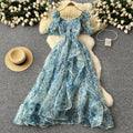 Summer Chic Print Short Sleeve Midi Dress Ladies Sweet Dresses Women