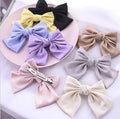 Hot Sales Fashion Women Hair Accessories New Design  Satin Bow Hairpin Elegant Pure Colors Girl Butterfly Hair Clips