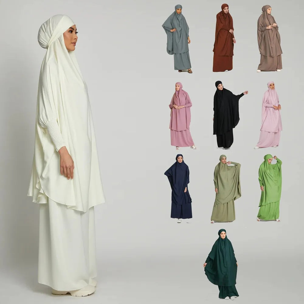 Eid Navy Blue Long Skirts for Women Abito Muslim Organza Khimar Musulmano Jilbab Hijab Abaya Donna Dubai Muslim Dress