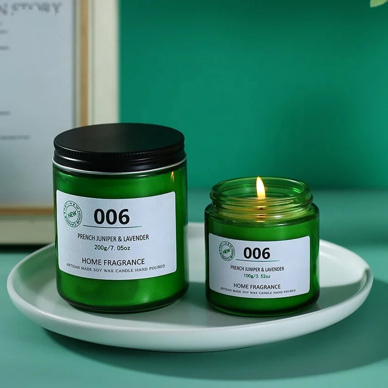 Empty 8oz 250ml Cylinder Recycled Green Holders Lanterns Glass Candle Jars With Lids