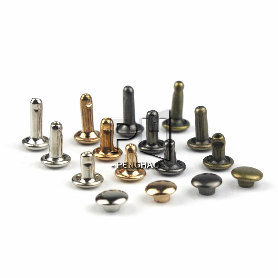 6mm 8mm Metal Double  Rivets Studs Round Rivet for Leather Craft Bag Belt Garments Hat Shoes