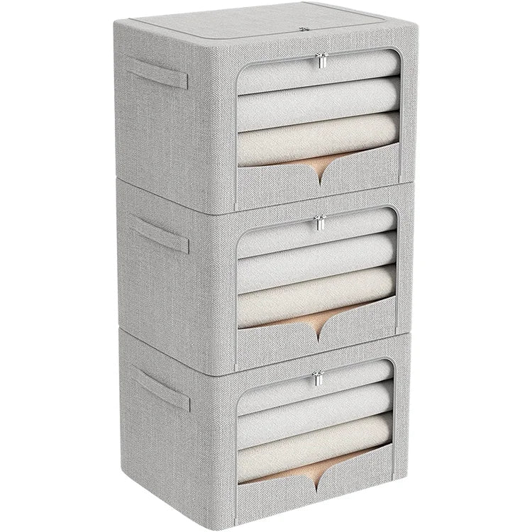 Modern Linen Storage Bin Portable Foldable Large Capacity Organizer New Big Window Design for Kids Office Household Underbed