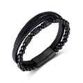 Retro Multi Layer Genuine Leather Bracelet Stainless Steel  Magnetic Clasp Leather Braided Men's Beads Accessory Bracelet