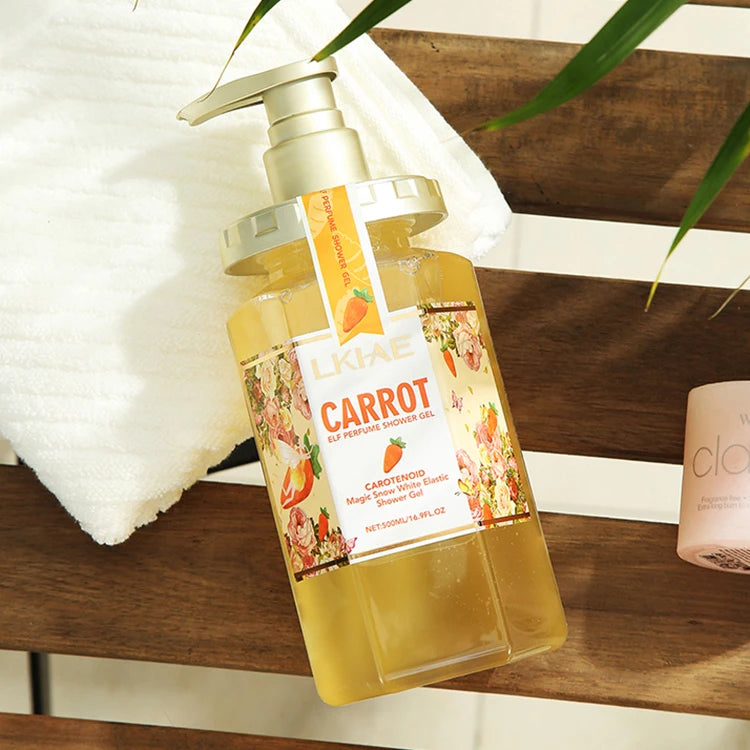 Hot Sale Organic Herbal Moisturizing Whitening Shower Gel with Niacinamide and Carrot Extract for Women 500ml