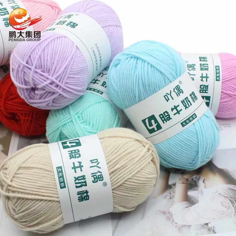 Wholesale New Design Knitting Crocheting Cheap Cotton Acrylic Blend 4 Ply Milk Yarn