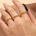 YF6311 New Stainless Steel 18K Gold Plated Double Layer Zircon Adjustable Open Women Ring Hypoallergenic