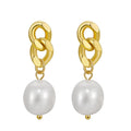 GPE53 RINNTIN Fine Jewelry 925 Sterling Silver 14K Gold Plated Stud Pearl Drop Earrings for Women
