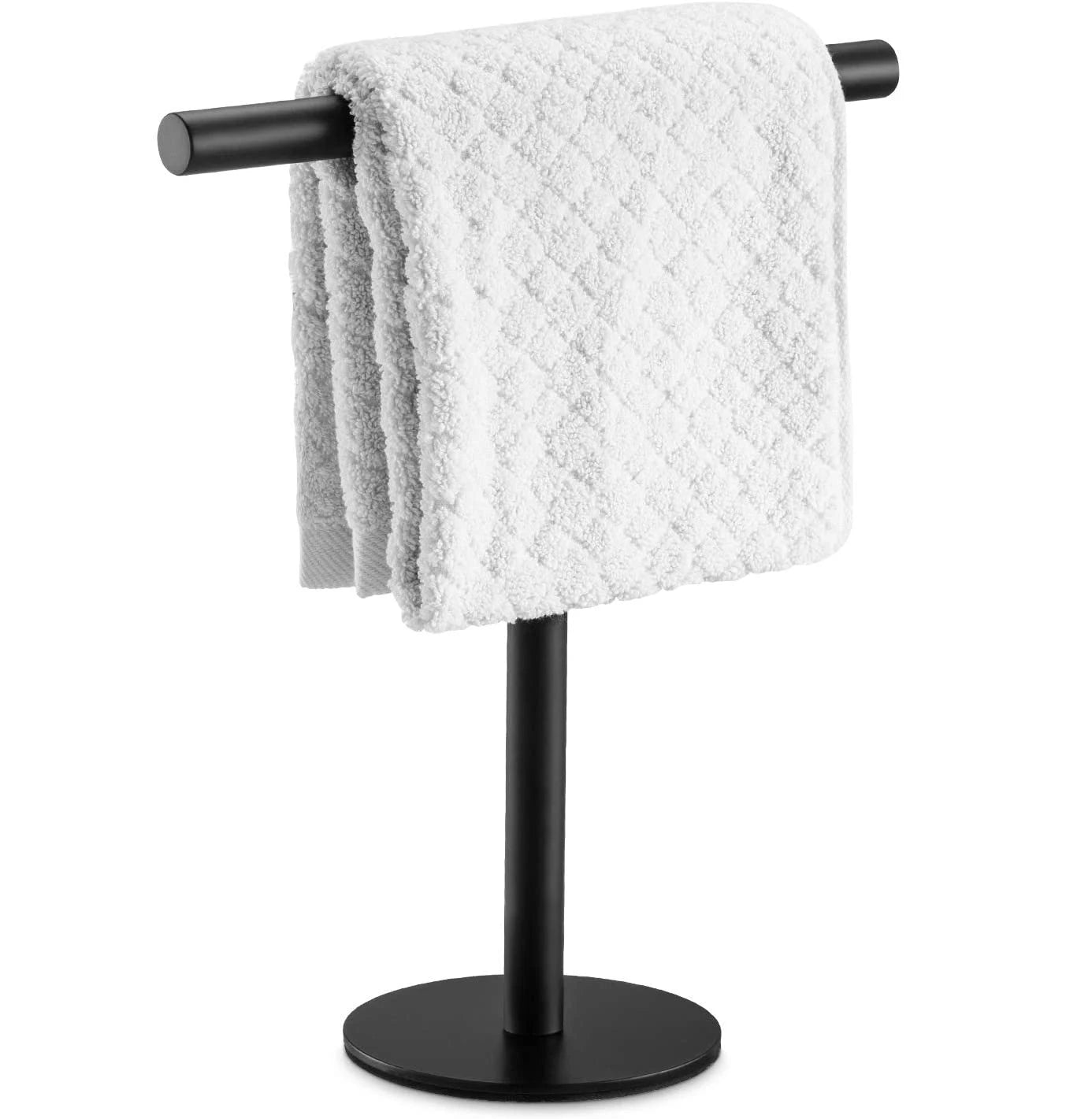 Stainless Steel Matte Black T-Shape Towel Bar Rack Stand Eco-Friendly Multifunction Non-folding Bathroom Kitchen Vanity