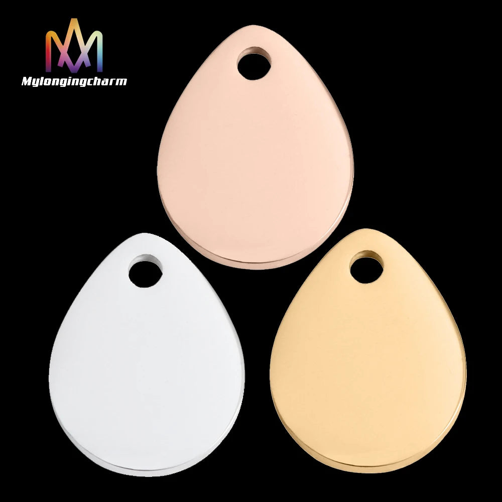 Wholesale Stainless Steel Water Drop Pendant Necklace Making Accessories Custom Oval Bead Caps Jewelry Findings Components