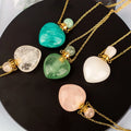 Hot Sale Heart Natural Crystal Quartz Gemstone Perfume Bottle  Essential Oil Bottle Pendant Necklace