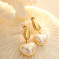 Waterproof 18k Gold Plated Stainless Steel Jewelry Gift Charm Luxy Glass Shell Heart Pendant Earrings for Women