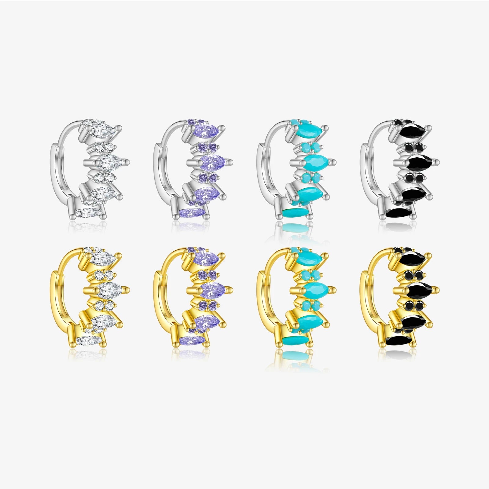 FUAMAY 2026 Small Hoop Earrings Silver Gold Plated Blue Turquoise Purple Black White Marquise Zirconia Zircon Hoop Earrings