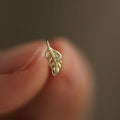 Unique Design Fashion 14K Gold Plated 925 Sterling Silver Simple Feather Leaf Shaped Stud Earrings for Women Girls