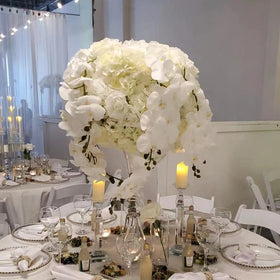 LFB1361 Luckygoods Hot Selling Wedding Road Lead White Flower Ball Centerpiece for Party Event Decoration