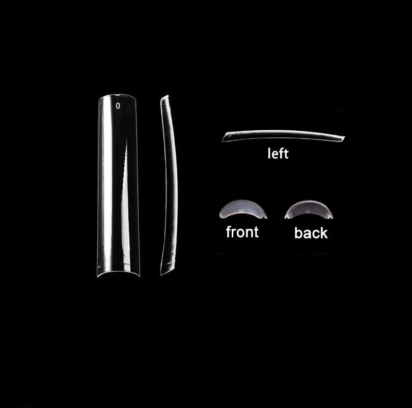 Custom Private Label New 500pcs French Straight Form Clear No C Half Cover XXXL Shell Nail Tips