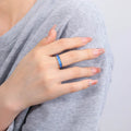 Chris April Stainless Steel White and Blue Enamel Shiny Knuckle Ring