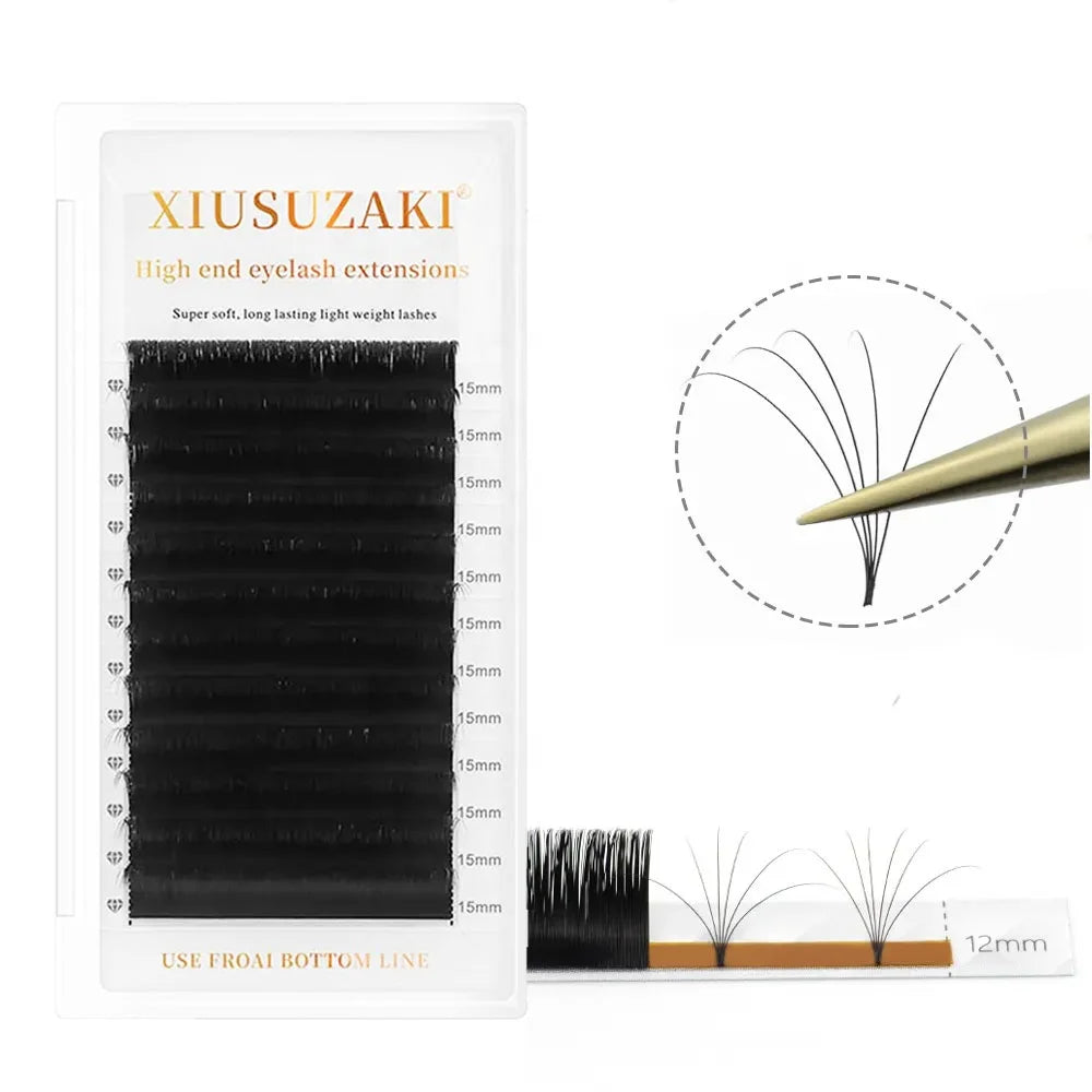 Cashmere Lash Extensions Trays Custom Logo Matte Dark Black Volume Lash Extensions Cashmere Easy Fan