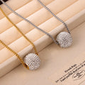Fashionable Full Diamond Ball Pendant Necklace Light Luxury Minimalist Stainless Steel Gold Plated Choker Necklace Colliers