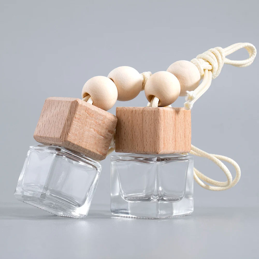 Square 5ml 10ml 15ml 12ml Clear Hanging Car Reed Glass Aroma Hanging Diffuser Bottle