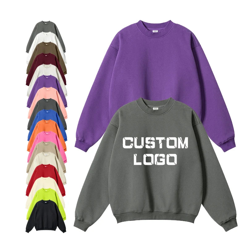 High Quality  Fleece Lined Vintage Sweatshirts 345gsm Heavy Blend Cotton  Oversized Sweatshirt Your Design Custom Print logo