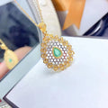 Factory Wholesale 925 Silver Necklace Natural Emerald Long Green Emerald Matching Necklace for Couples Rhodium Gold GIA Gift