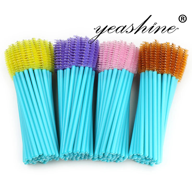 Cosmetics Solid Eyelash Brush Applicator Disposable Lash Spoolie Mascara Wooden Wands