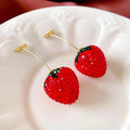 Korean Style Blueberry & Strawberry Rhinestone Stud Earrings Fashion Chandelier Hanging Design