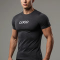 Bulk Men's Casual Fitness RunningTraining Shirt OEM Custom High Quality Knitted Short Sleeve Letter Pattern Quick Dry