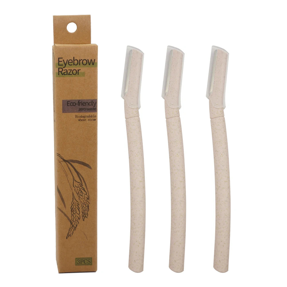 Hot Selling Eco-Friendly Handmade Super Stainless Steel Eyebrow Trimmer Wheat Straw Plastic Razor