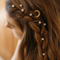 Alloy Female Gift Simple Diamond Pearl Gold Star Moon Clip Fashion Accessory Full Diamond Star Hairpin Female Gift