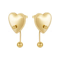 PVD 18K Gold Plated Stainless Steel Jewelry Smooth Heart Stud Earring Steel Ball Trendy for Women Gifts Earrings E231486
