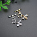 Unique Design Anti Fading Gold Silver Plated Brass CZ Pave Cute Bee OT Toggle Clasp for Bracelet Necklace Making