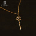 Wholesale Unique Niche Gold Plated 925 Sterling Silver Hollow Out Key Zircon Pendant Necklace Fine Jewelry Necklaces for Women