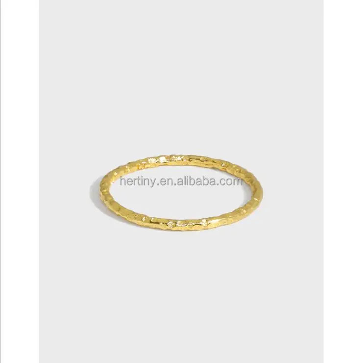 Tiny 925 Sterling Silver Hammered Rings Gold Plated Delicate Stacking Hammered Rings 925 Silver Jewelry