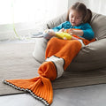Nm Acrylic Knit Children's Blanket Cute Coarse  Fabric Mermaid Tail Knitted Throw Blanket Modern