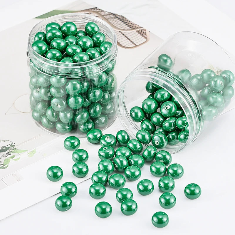 High Quality Christmas Green Faux Jewelry Pearls One-Side-Hole Bubblegum Beads Plastic Loose DIY Craft Necklace Earring Making
