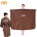 Custom Logo Waterproof Browen Hair Salon Hair Cutting Hairstylist Snap Black and Brown Barber Apron Hairdresser Capes