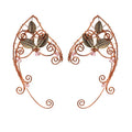Handmade Leaves and Crystal Beads Rose-gold Non Pierced Cartilage Ear Cuff Wrap Around Earrings Ear Clip for Female