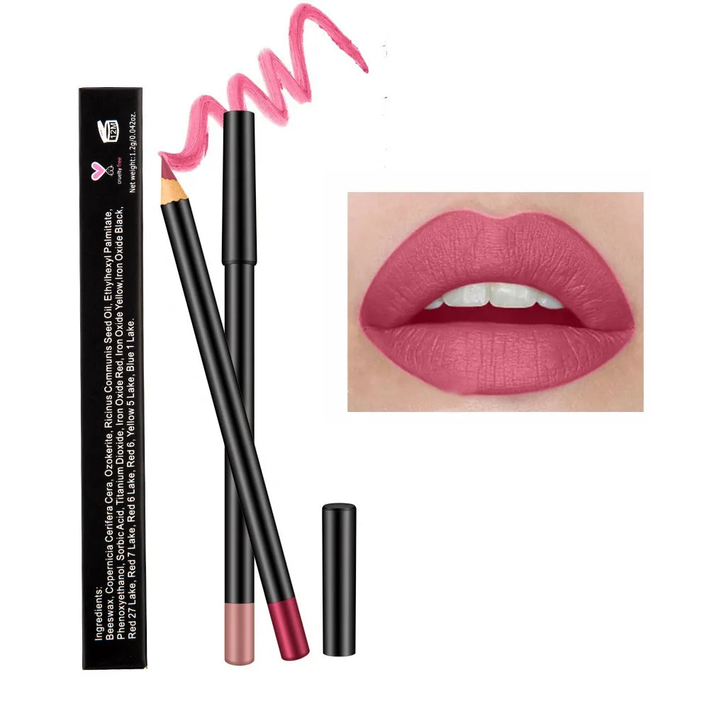 Cosmetics Private Label Custom Waterproof Lipliner Best Nude Natural Lip Liner Thick Wooden Black Eyeliner Lip Liner Pencil