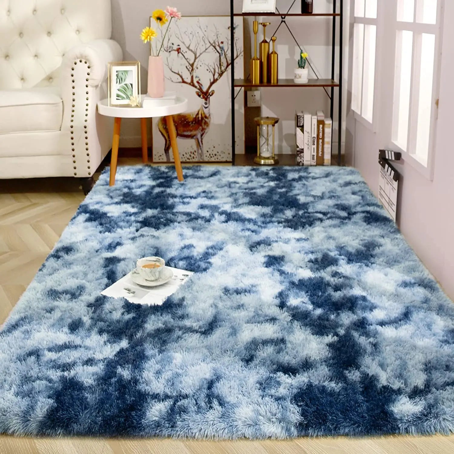 Super Soft Polyester Carpet Tie Dye Color Fuzzy Rug Rectangle Living Room Area Rugs