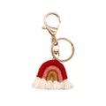 New Fashion Boho Cotton Rainbow Tassel Keychains for Women Cute Weaving Car Keyring rainbow Pendant Bag Accessories