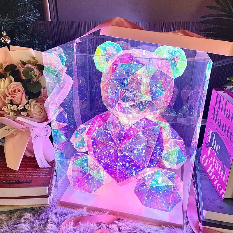 Hot Sale 25cm/30cm Heart Led Light Teddy Bear galaxy Lights Usb Plastic Bears Valentine Gift