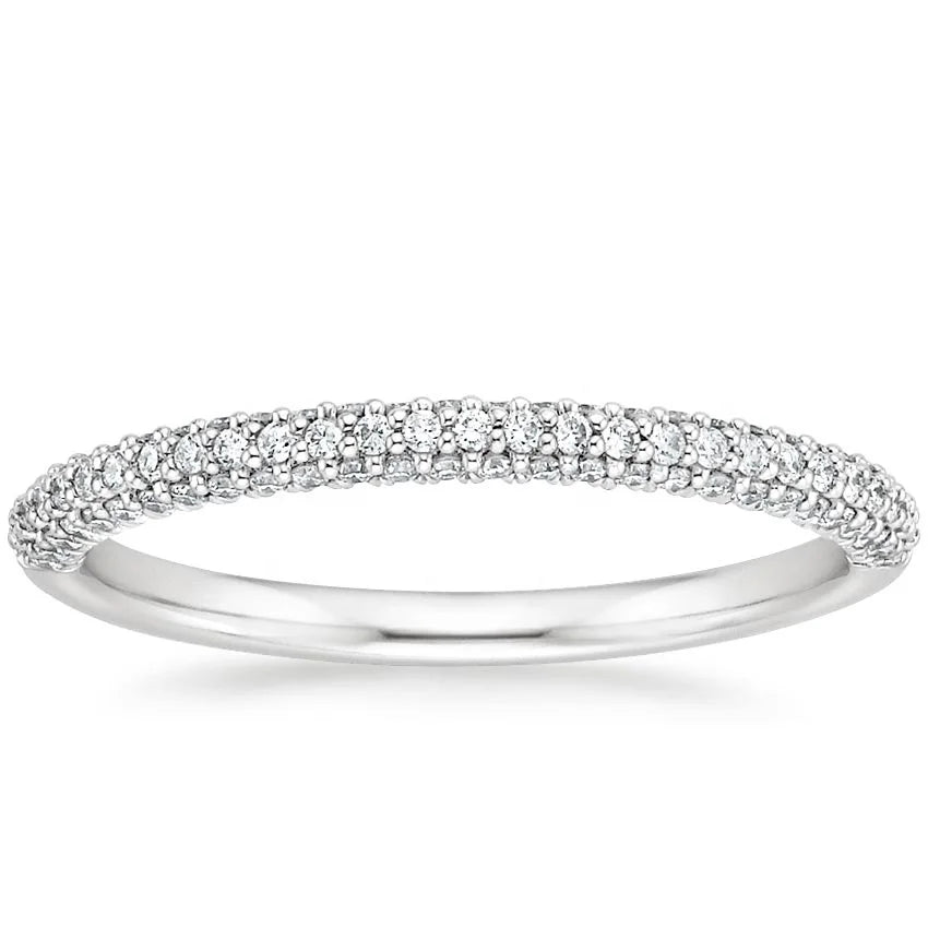 Real Gold Jewelry 10K White Gold Moissanite Diamond Engagement Valencia Stackable Ring Wide 2.5mm Eternity Band