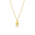 New Stainless Steel 18K Gold Plating Imitation Pearl Water Drop Droplets Shape Pendant Necklace for Women
