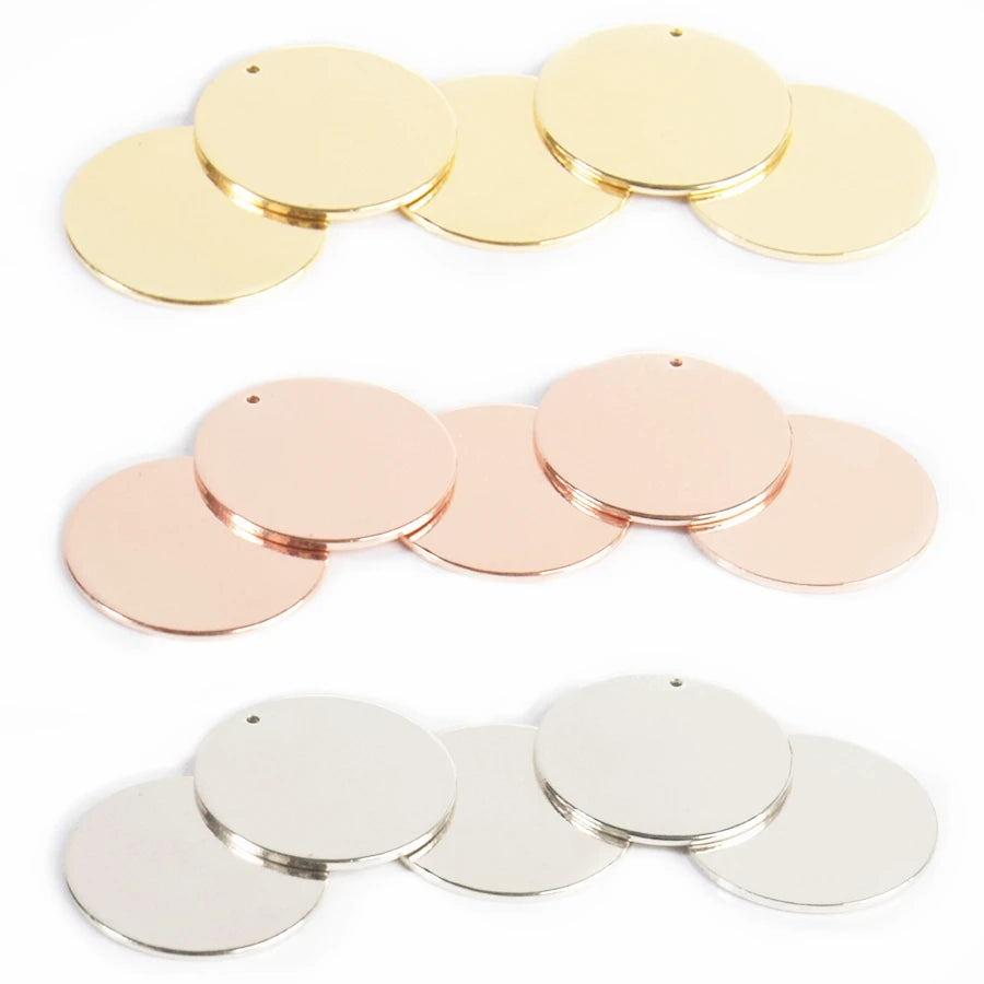 Stainless Steel Pendants for Necklace Charm Jewelry Accessories for Making Engravable Blank Gold Rose Gold Silver 20mm 25mm 30mm